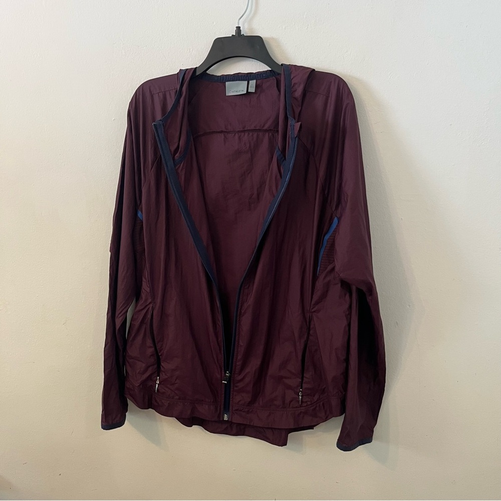 Athleta Stowe 2.0 Hoodie Nylon Running Jacket Windbreaker Burgandy L